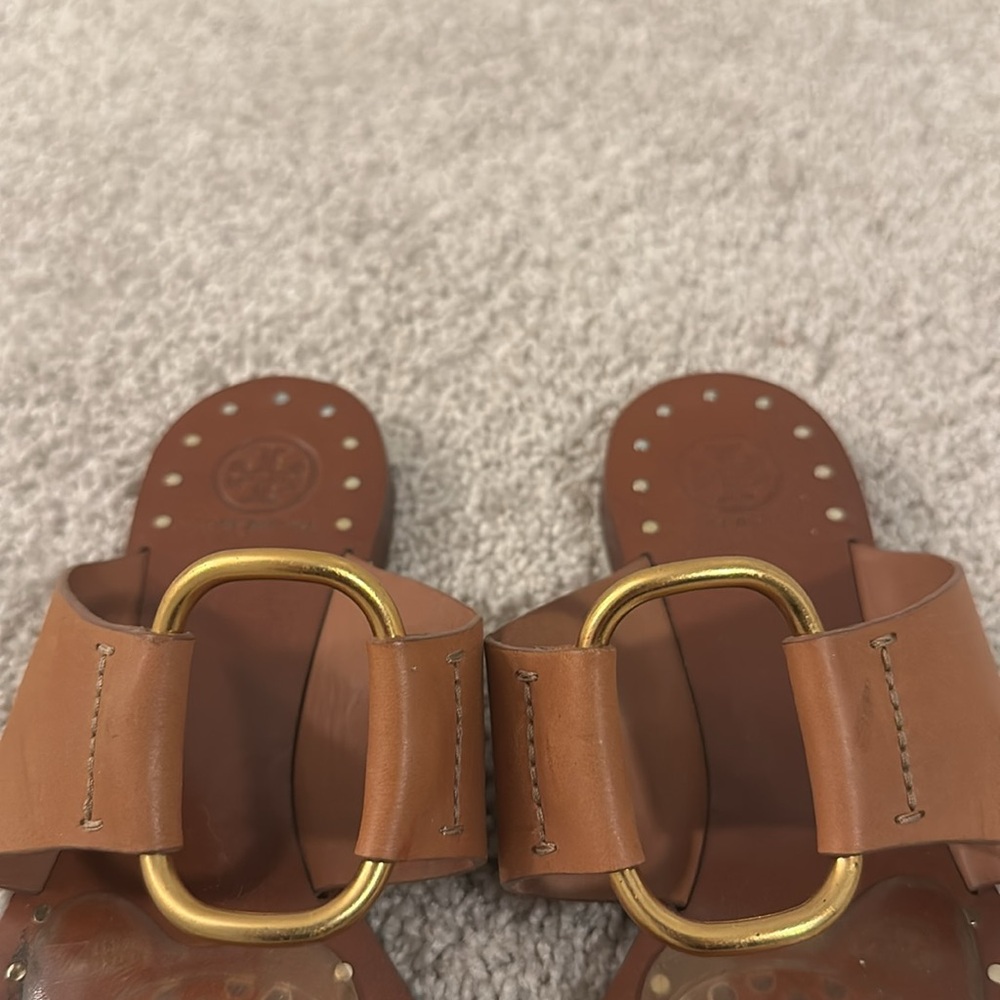 Tory Burch sandals slides leather brass - Picture 5 of 7